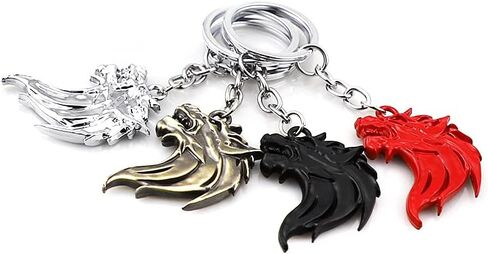 Cool Wolf Head Car Decorations Badge Emblem Key chian 3D Nameplate Key Ring for Car Gift (Black Keychain) in Kuwait