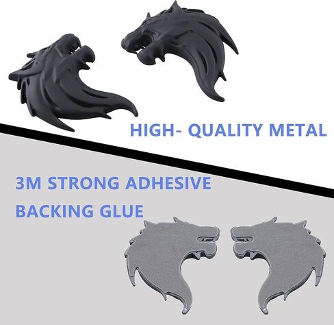 Cool Wolf Head Car Decorations Badge Emblem Key chian 3D Nameplate Key Ring for Car Gift (Black Keychain) in Kuwait