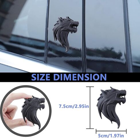 Cool Wolf Head Car Decorations Badge Emblem Key chian 3D Nameplate Key Ring for Car Gift (Black Keychain) in Kuwait