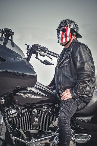 Global Vision Skull Mask Motorcycle Riding Goggles Full Face Coverage American Flag Pattern w/Clear Red Coated Mirror Lenses in Saudi Arabia