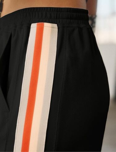Athlisan Womens Athletic Wide Legres Side Stripes Carring Weist Disual Low Rise Palazzo Pants مع جيوب in Kuwait