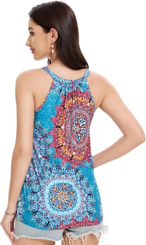 Kniffi Womens Tank Tops with Built in Bra Halter Neck Flowy Sleeveless Tank Tops Loose Fitting Camisole S-XXXL in Kuwait