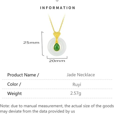 14K Gold Real Natural Jade Ruyi Pendant Necklace, Gold Inlay Peace Buckle Necklace, Delicate Jade Jewelry Gift for Mother's Peace in Kuwait
