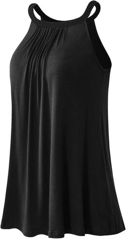 Kniffi Womens Tank Tops with Built in Bra Halter Neck Flowy Sleeveless Tank Tops Loose Fitting Camisole S-XXXL in Kuwait