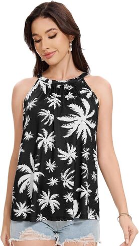 Kniffi Womens Tank Tops with Built in Bra Halter Neck Flowy Sleeveless Tank Tops Loose Fitting Camisole S-XXXL in Kuwait