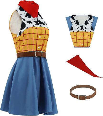 Womens Jessie Costume Dress Cowgirl Tank Dress with Belt Halloween Cosplay Outfit for Female in Kuwait