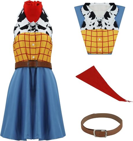 Womens Jessie Costume Dress Cowgirl Tank Dress with Belt Halloween Cosplay Outfit for Female in Kuwait