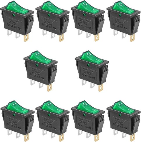 Oiyagai 10Pcs KCD3-3P Red Illuminated Light 3Pin SPST On/Off Rocker Switch AC 16A/250V 20A/125V in Saudi Arabia