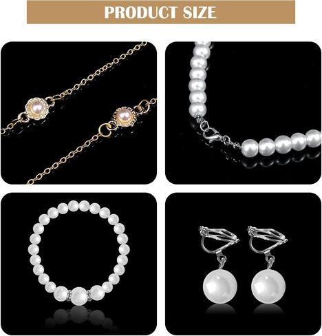Gejoy 7 PCS Lady Lady Wig Costume Set Grandma Hair Cap Classes Necklace Pearl Necklace Halloween 100 Days of School Cosplay in Saudi Arabia