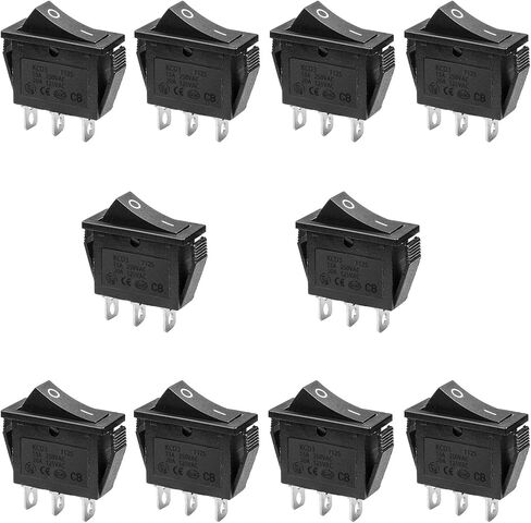 Oiyagai 10Pcs KCD3-3P Red Illuminated Light 3Pin SPST On/Off Rocker Switch AC 16A/250V 20A/125V in Saudi Arabia