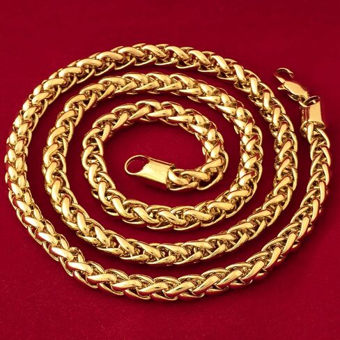 LIFETIME JEWELRY Weave Chain Necklace for Women and Men 24k Real Gold Plated in Kuwait