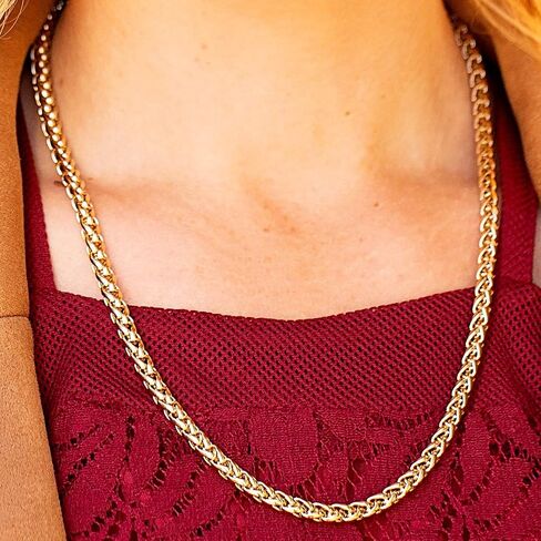 LIFETIME JEWELRY Weave Chain Necklace for Women and Men 24k Real Gold Plated in Kuwait