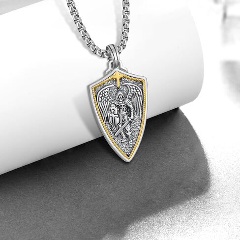 St Michael Pendant for Men Sterling Silver Saint Michael Necklace Archangel Michael Necklace Saint Michael Medals Protection Jewelry Gifts for Men Father Husband in Saudi Arabia