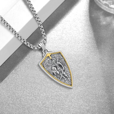 St Michael Pendant for Men Sterling Silver Saint Michael Necklace Archangel Michael Necklace Saint Michael Medals Protection Jewelry Gifts for Men Father Husband in Saudi Arabia