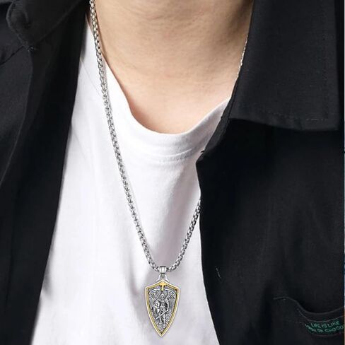 St Michael Pendant for Men Sterling Silver Saint Michael Necklace Archangel Michael Necklace Saint Michael Medals Protection Jewelry Gifts for Men Father Husband in Saudi Arabia