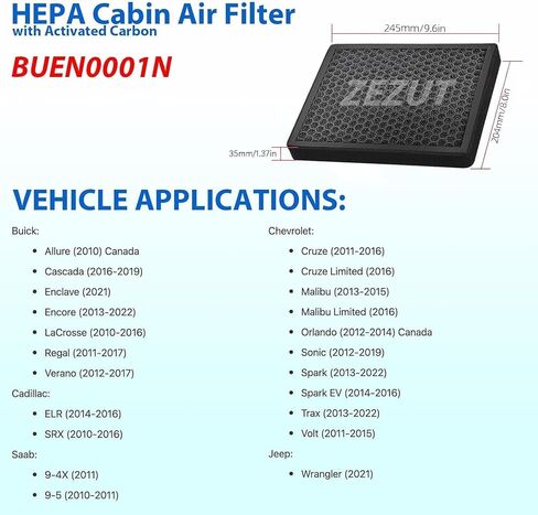 Cabin Air Filter CF12151 Fits Hyundai (2015-2019) Sonata للمحركات غير الهجرية ، بنية قرص العسل والكربون المنشط ، متين ومتين (حزمة واحدة) in Kuwait