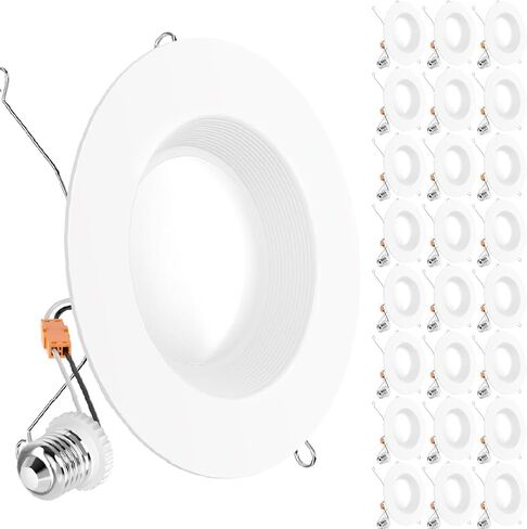 Sunco 48 Pack 5CCT Retrofit LED Recessed Lighting 6 Inch, 2700K/3000K/3500K/4000K/5000K Selectable, Dimmable Can Lights, Smooth Trim, 13W=75W, 965LM, Damp Rated, UL-Certified in Saudi Arabia