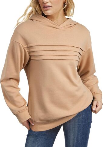 SHEWIN Womens Hoodies Casual Long Sleeve Pleated Solid Sweatshirt Fall Fashion 2025 Pullover Tops Regular Fit in Saudi Arabia