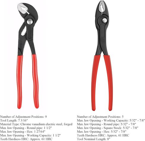 مجموعة GREBSTK 2 PCS مجموعة الأدمسة من مجموعة الأخدود ، ومفصل انزلاق 8 بوصة و 7 بوصات مضخة المياه ، ودفع زر القابل للتعديل السريع in Kuwait
