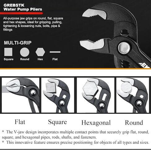 مجموعة GREBSTK 2 PCS مجموعة الأدمسة من مجموعة الأخدود ، ومفصل انزلاق 8 بوصة و 7 بوصات مضخة المياه ، ودفع زر القابل للتعديل السريع in Kuwait