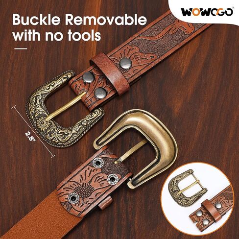 Western Cowgirl Belts for Women Country Cowboy Vintage Leather Engraved Buckle Belt for Jeans Dresses in Saudi Arabia