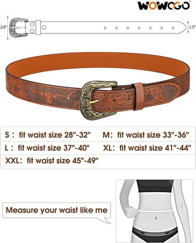 Western Cowgirl Belts for Women Country Cowboy Vintage Leather Engraved Buckle Belt for Jeans Dresses in Saudi Arabia