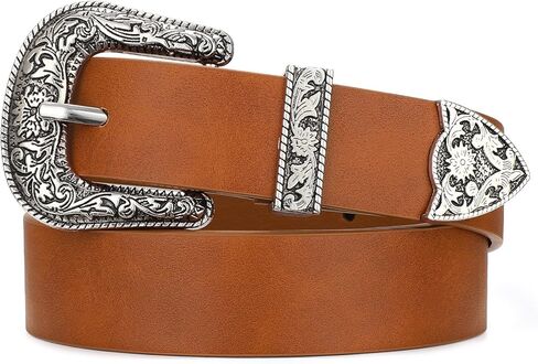 أحزمة رعاة البقر الغربية للنساء الريف رعاة البقر خمر حزام مشبك محفور لفساتين الجينز in Kuwait