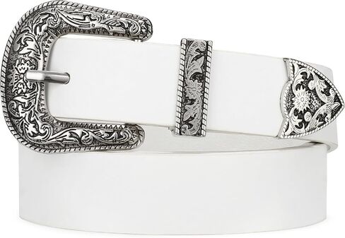 Western Cowgirl Belts for Women Country Cowboy Vintage Leather Engraved Buckle Belt for Jeans Dresses in Saudi Arabia
