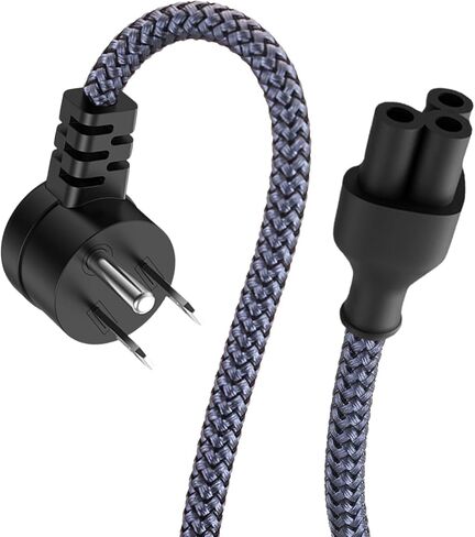 سلك طاقة للكمبيوتر المحمول 3 شقوق - كابل طاقة عالمي مضفر بطول 6.6 قدم بزاوية 90 درجة، 18AWG لأجهزة Dell HP LG Lenovo Asus Acer Toshiba Sony أجهزة الكمبيوتر المحمولة/أجهزة الكمبيوتر المحمولة، شاشات الطابعات، الماسحات الضوئية NEMA 5-15P إلى C5 كابل الطاقة in Saudi Arabia