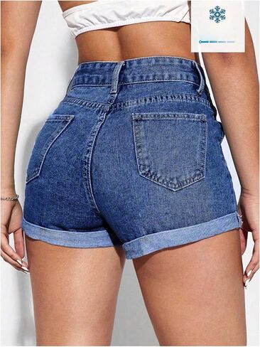 Soly Hux Women's Women High Pherged Straight Jean Shorts Disual Summer Summer Pants Short in Kuwait