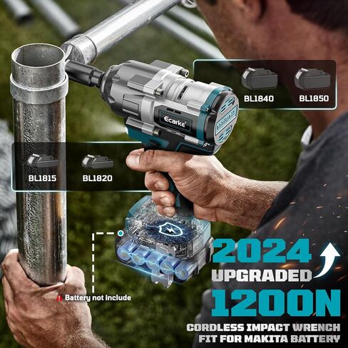 مفتاح التأثير اللاسلكي Ecarke 1/2 بوصة لبطارية ديوالت ، و 900 قدم رطل (1200N.M). in Kuwait