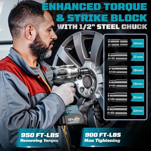 مفتاح التأثير اللاسلكي Ecarke 1/2 بوصة لبطارية ديوالت ، و 900 قدم رطل (1200N.M). in Kuwait