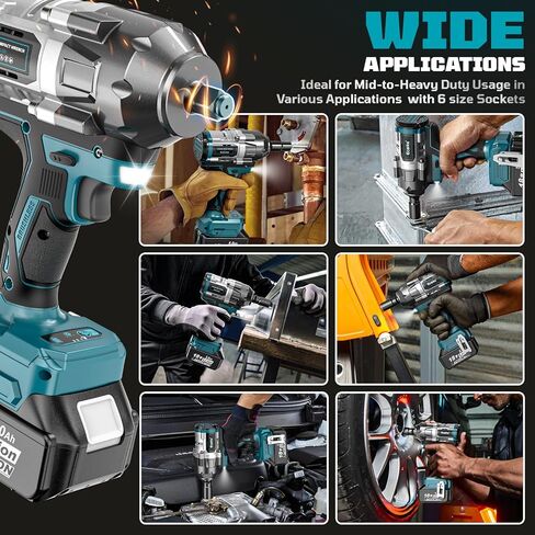 مفتاح التأثير اللاسلكي Ecarke 1/2 بوصة لبطارية ديوالت ، و 900 قدم رطل (1200N.M). in Kuwait