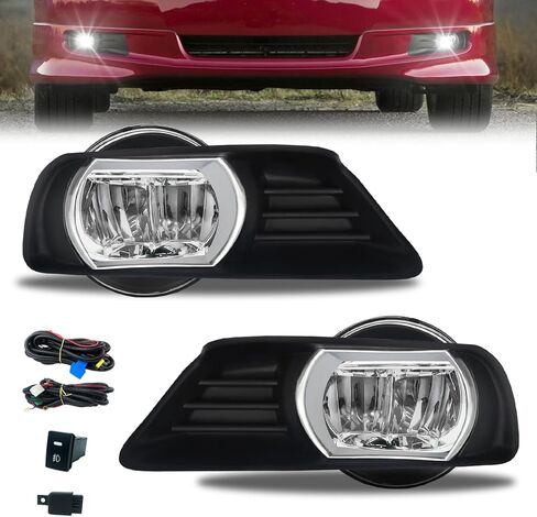 LED و DRL Fog Lights تناسب 2005-2011 Toyota Tacoma/ 2007-2013 Tundra/ 2004-2006 Solara/ 2008-2015 Sequoia ، 1 زوج من مصابيح الضباب الأمامية لقيادة الوفير مع DRL و AMBER TELD LIGHT in Kuwait