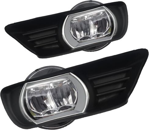 LED و DRL Fog Lights تناسب 2005-2011 Toyota Tacoma/ 2007-2013 Tundra/ 2004-2006 Solara/ 2008-2015 Sequoia ، 1 زوج من مصابيح الضباب الأمامية لقيادة الوفير مع DRL و AMBER TELD LIGHT in Kuwait