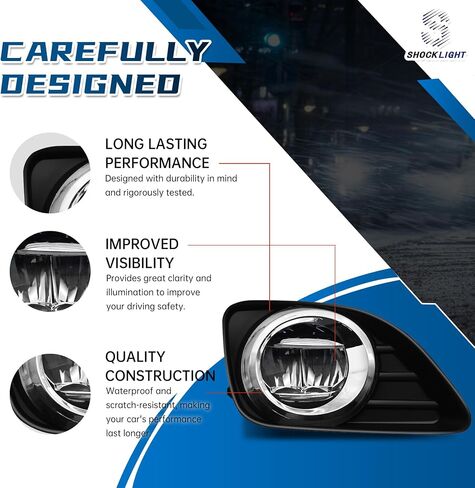 LED و DRL Fog Lights تناسب 2005-2011 Toyota Tacoma/ 2007-2013 Tundra/ 2004-2006 Solara/ 2008-2015 Sequoia ، 1 زوج من مصابيح الضباب الأمامية لقيادة الوفير مع DRL و AMBER TELD LIGHT in Kuwait