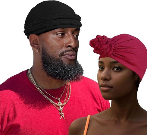 Satin Lined Turban for Men & Women, Silky Lined Sleeping Bonnet Sleep Cap, Halo Turban Durag for Waves Braids Locs in Saudi Arabia