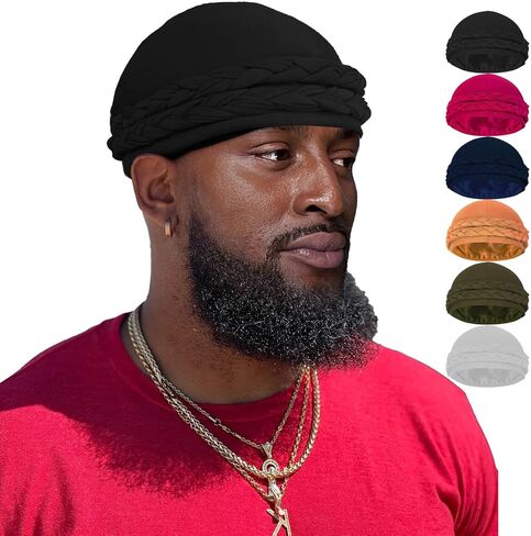 Satin Lined Turban for Men & Women, Silky Lined Sleeping Bonnet Sleep Cap, Halo Turban Durag for Waves Braids Locs in Saudi Arabia