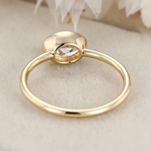 East West Bezel Set 1 Carat Oval Cut Moissanite Solitaire Promise Ring In 14K Yellow Gold Women's Minimaloiost Stacking Ring Moissanite Birthday Goift For Wife BY SHIVJEWELCRAFTS in Saudi Arabia