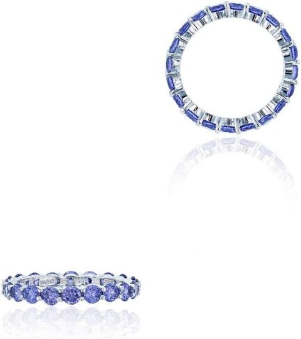 DECADENCE Sterling Silver 3mm Round Tanzanite Cubic Zirconia Prong Set Eternity Band Ring in Saudi Arabia