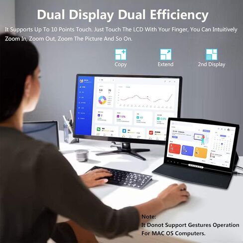 شاشة لمس محمولة مقاس 18.4 بوصة بدقة 4K، 3840 × 2160 10 بت، مضادة للوهج، رابط بصري، متوافقة مع قلم MPP، شاشة كمبيوتر محمول خارجية HDR للعناية بالعين، شاشة عرض كمبيوتر للألعاب للكمبيوتر المحمول in Kuwait