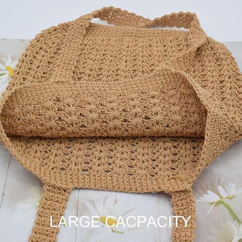 Teeyee Boho Crochet Summer Handbag Handmade Cotton Rope Conttle Counter Counter Count in Kuwait