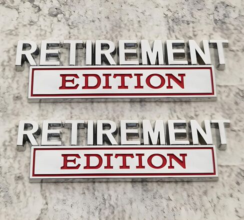 Pair Set Retirement Edition Badge 3D Emblem Fit for Car Truck SUV Side Rear Front Hood Trunk Door Decal Sticker (Silver Red) in Kuwait