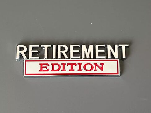 Pair Set Retirement Edition Badge 3D Emblem Fit for Car Truck SUV Side Rear Front Hood Trunk Door Decal Sticker (Silver Red) in Kuwait