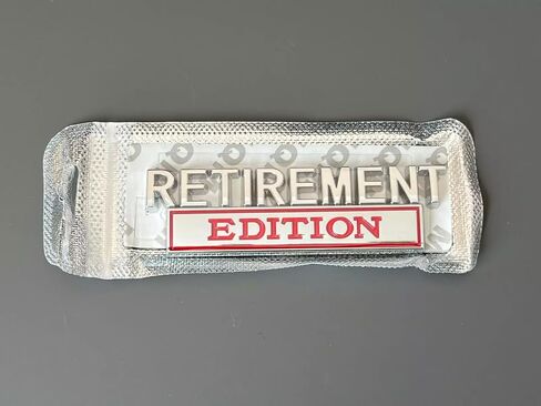 Pair Set Retirement Edition Badge 3D Emblem Fit for Car Truck SUV Side Rear Front Hood Trunk Door Decal Sticker (Silver Red) in Kuwait