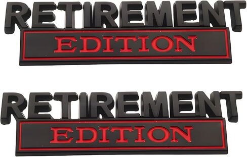Pair Set Retirement Edition Badge 3D Emblem Fit for Car Truck SUV Side Rear Front Hood Trunk Door Decal Sticker (Silver Red) in Kuwait