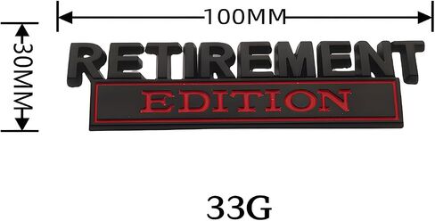 Pair Set Retirement Edition Badge 3D Emblem Fit for Car Truck SUV Side Rear Front Hood Trunk Door Decal Sticker (Silver Red) in Kuwait