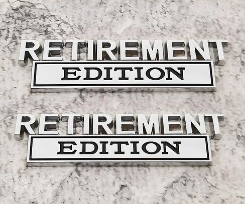 Pair Set Retirement Edition Badge 3D Emblem Fit for Car Truck SUV Side Rear Front Hood Trunk Door Decal Sticker (Silver Red) in Kuwait