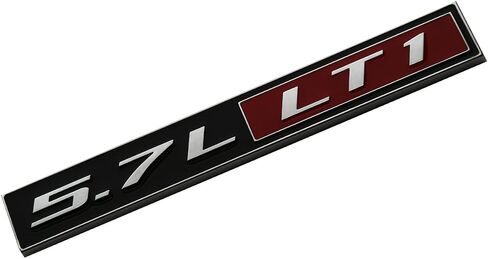 2pcs 5.7L Liter LT1 Real Engine Hood Emblem Badge Nameplate Crate Replacement for Universal Cars (Chrome Red), EI-SilveCutom#2 in Saudi Arabia