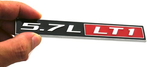 2pcs 5.7L Liter LT1 Real Engine Hood Emblem Badge Nameplate Crate Replacement for Universal Cars (Chrome Red), EI-SilveCutom#2 in Saudi Arabia